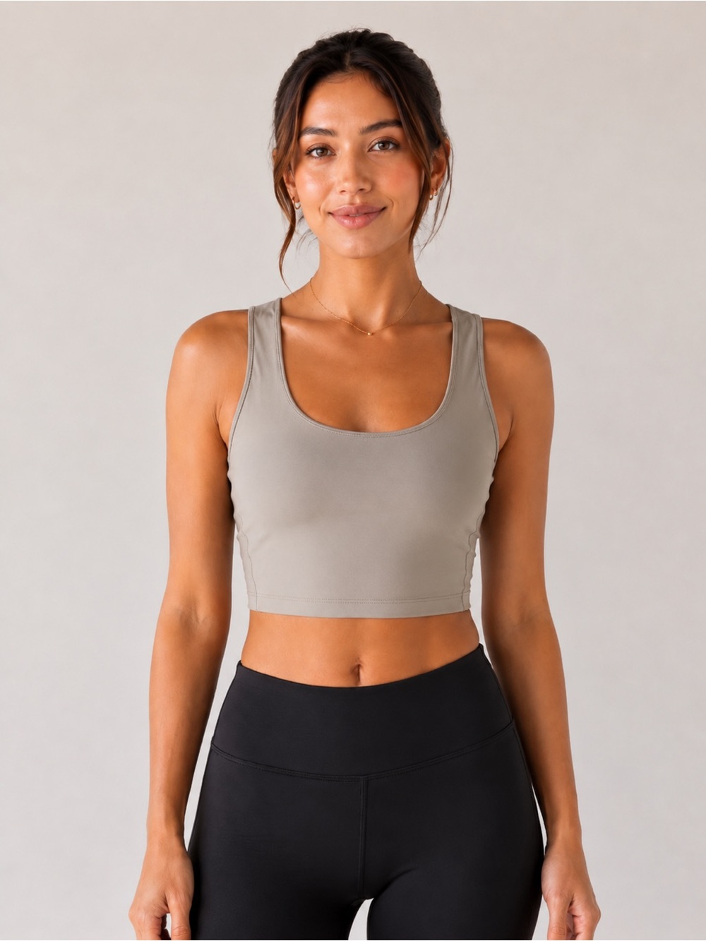 Aritzia Babaton Contour Cropped Tank Taupe Beige Sleeveless Top